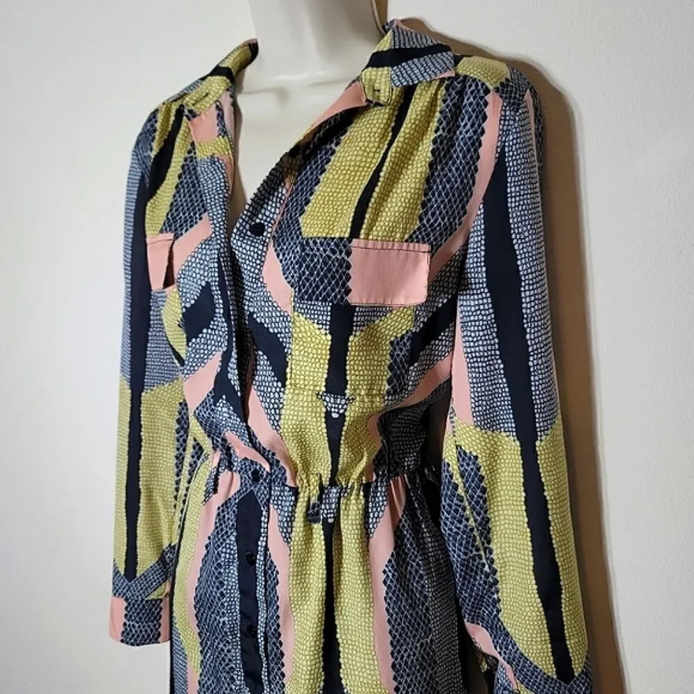 Bar III Geometric Long Sleeve Button-Down Dress - Picture 2 of 9